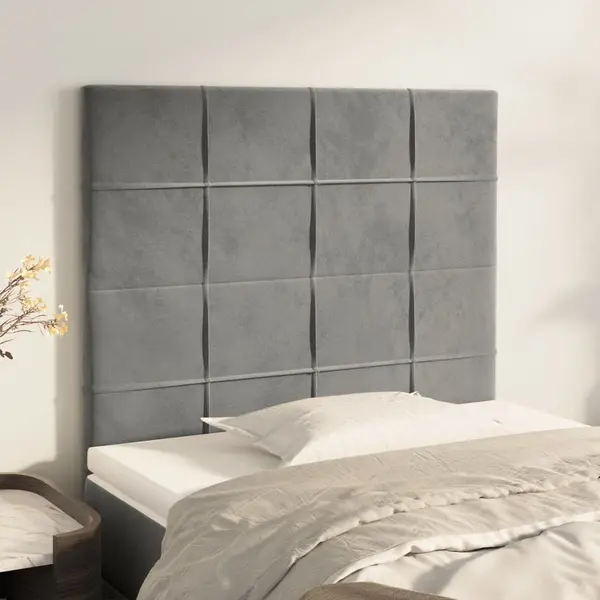 Gossi tablii de pat, 2 buc, gri deschis, 90x5x78/88 cm, catifea