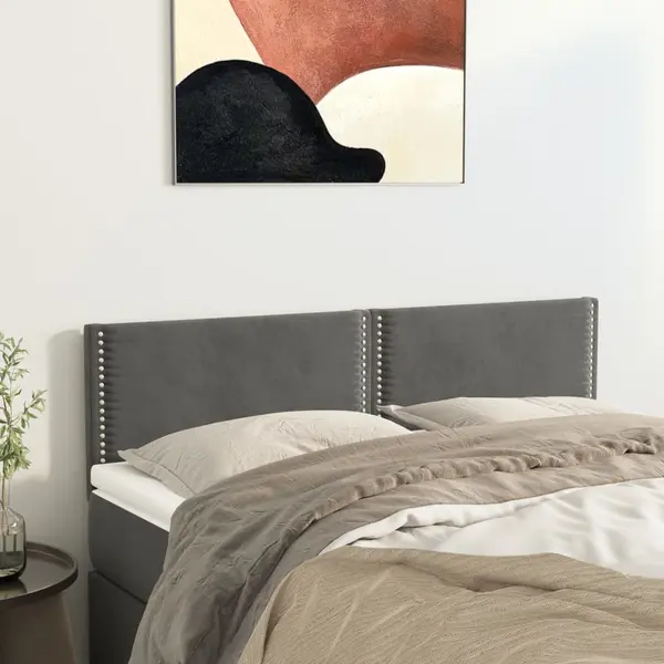 Gossi tablii de pat, 2 buc., gri inchis, 72x5x78/88 cm, catifea