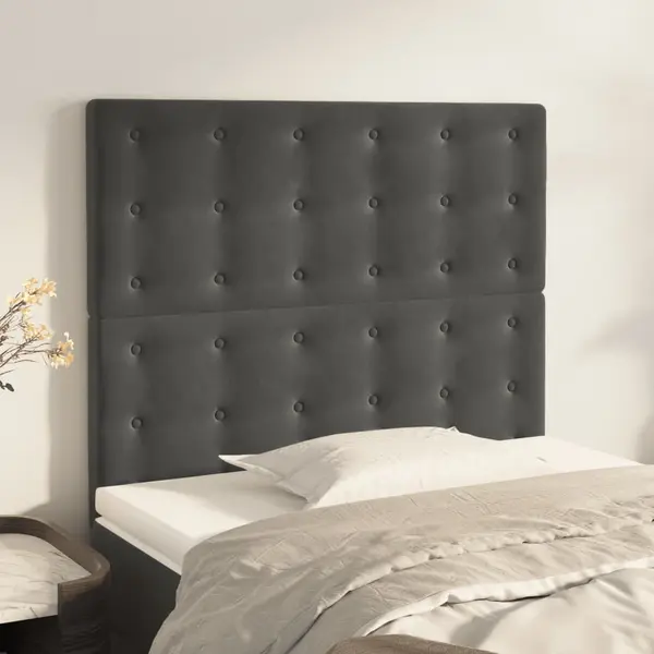 Gossi tablii de pat, 2 buc, gri inchis, 90x5x78/88 cm, catifea