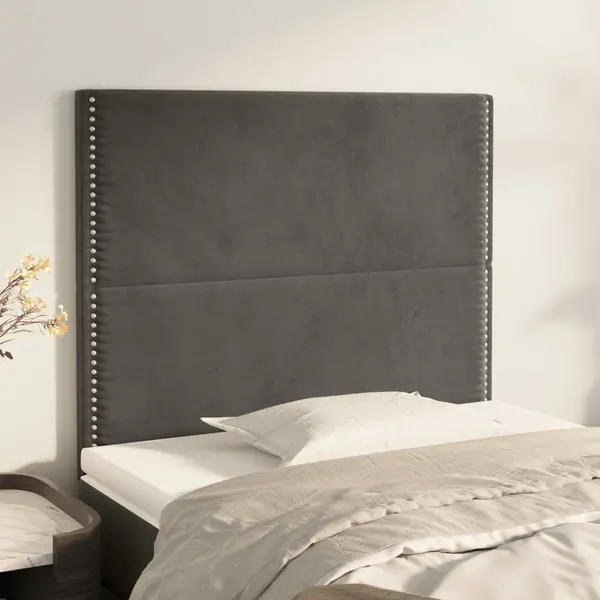 Gossi tablii de pat, 2 buc, gri inchis, 90x5x78/88 cm, catifea