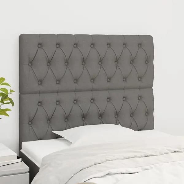 Gossi tablii de pat, 2 buc, gri inchis, 90x7x78/88 cm, textil