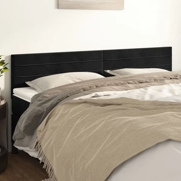 Gossi tablii de pat, 2 buc, negru, 100x5x78/88 cm, catifea