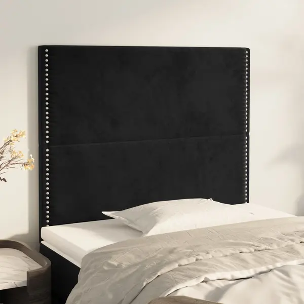 Gossi tablii de pat, 2 buc, negru, 100x5x78/88 cm, catifea