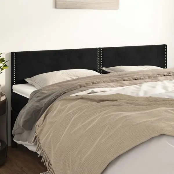 Gossi tablii de pat, 2 buc, negru, 100x5x78/88 cm, catifea