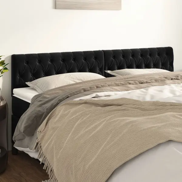 Gossi tablii de pat, 2 buc, negru, 100x7x78/88 cm, catifea