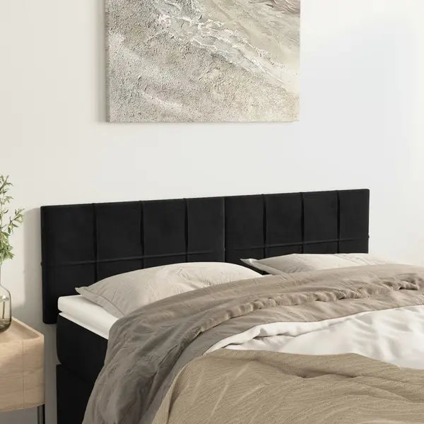 Gossi tablii de pat, 2 buc., negru, 72x5x78/88 cm, catifea