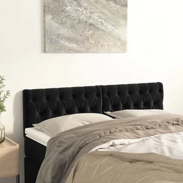 Gossi tablii de pat, 2 buc, negru, 72x7x78/88 cm, catifea