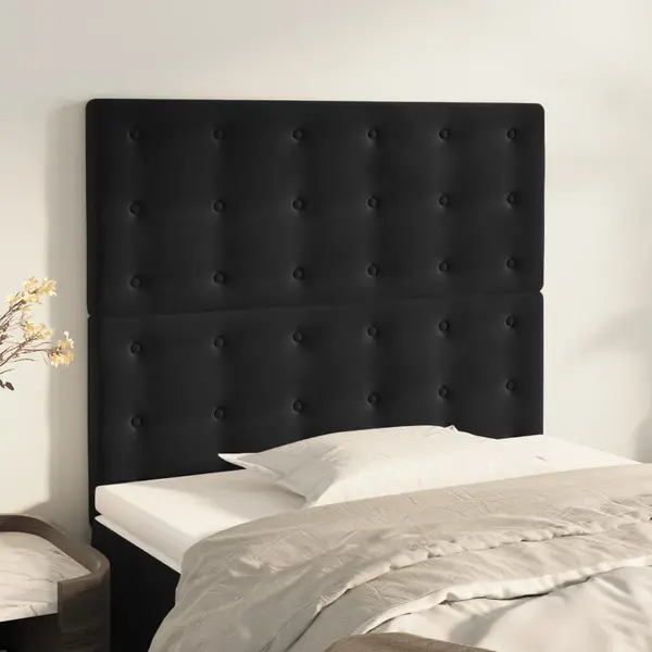 Gossi tablii de pat, 2 buc, negru, 80x5x78/88 cm, catifea