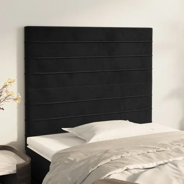 Gossi tablii de pat, 2 buc, negru, 80x5x78/88 cm, catifea