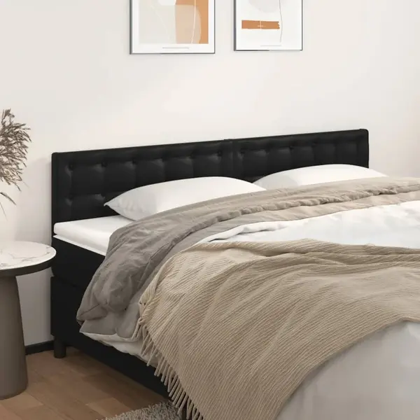 Gossi tablii de pat, 2 buc, negru, 80x5x78/88 cm, piele ecologica