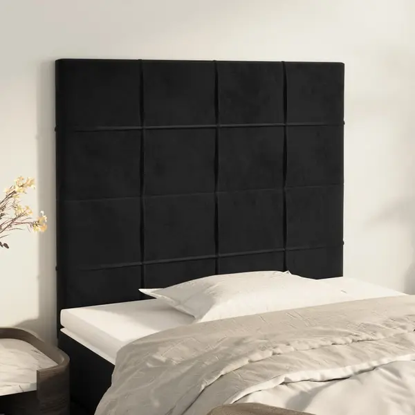 Gossi tablii de pat, 2 buc, negru, 90x5x78/88 cm, catifea