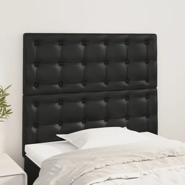 Gossi tablii de pat, 2 buc, negru, 90x5x78/88 cm, piele ecologica