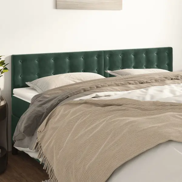 Gossi tablii de pat, 2 buc, verde inchis, 100x5x78/88 cm, catifea