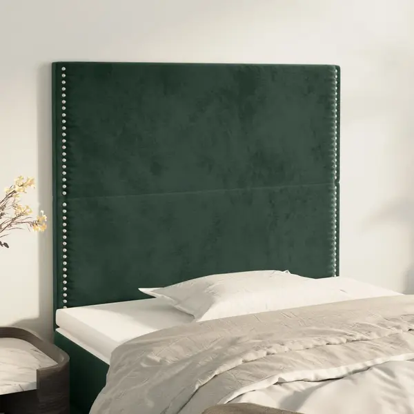 Gossi tablii de pat, 2 buc, verde inchis, 100x5x78/88 cm, catifea