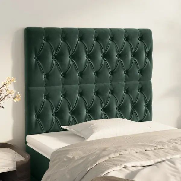Gossi tablii de pat, 2 buc, verde inchis, 100x7x78/88 cm, catifea