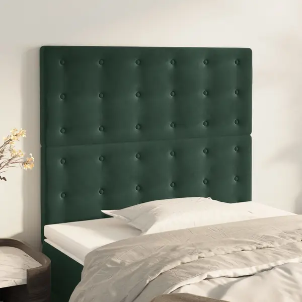 Gossi tablii de pat, 2 buc, verde inchis, 80x5x78/88 cm, catifea