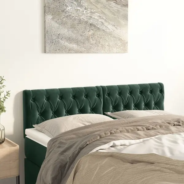 Gossi tablii de pat, 2 buc, verde inchis, 80x7x78/88 cm, catifea