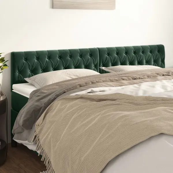 Gossi tablii de pat, 2 buc, verde inchis, 90x7x78/88 cm, catifea