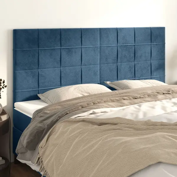 Gossi tablii de pat, 4 buc, albastru inchis, 80x5x78/88 cm, catifea