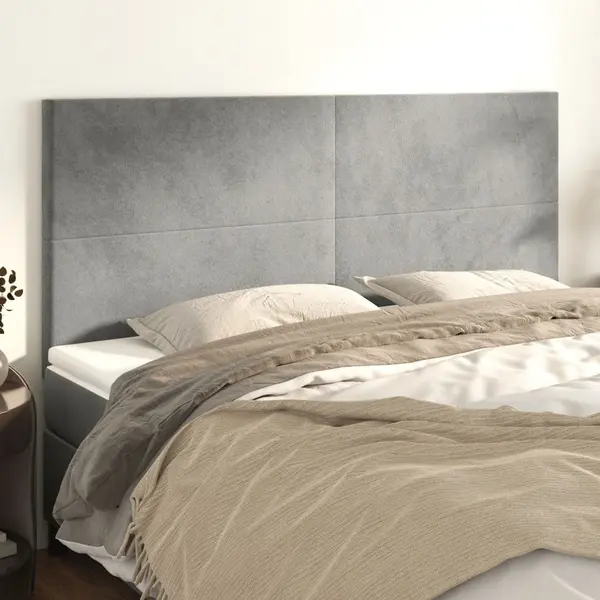 Gossi tablii de pat, 4 buc, gri deschis, 90x5x78/88 cm, catifea