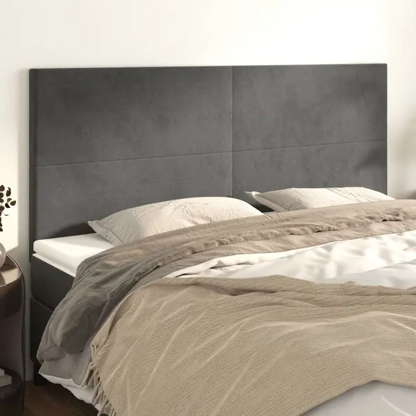 Gossi tablii de pat, 4 buc, gri inchis, 100x5x78/88 cm, catifea