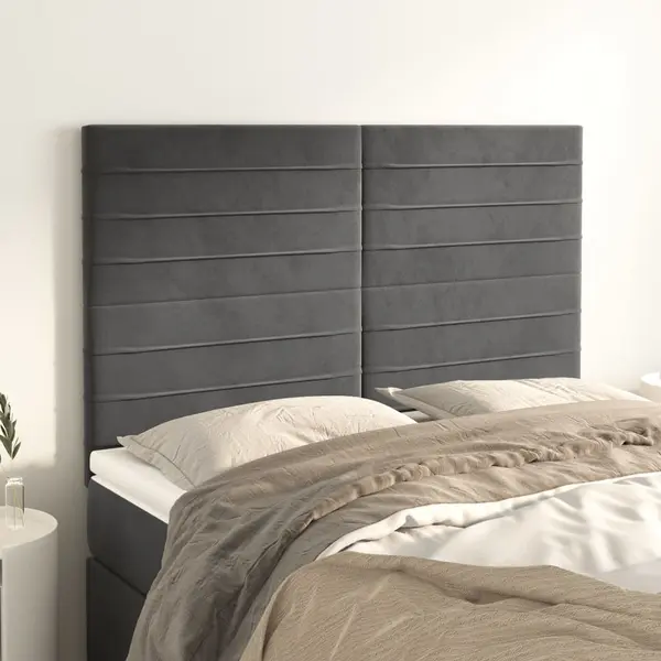 Gossi tablii de pat, 4 buc, gri inchis, 72x5x78/88 cm, catifea
