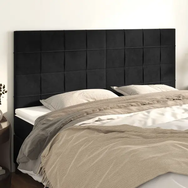 Gossi tablii de pat, 4 buc, negru, 100x5x78/88 cm, catifea