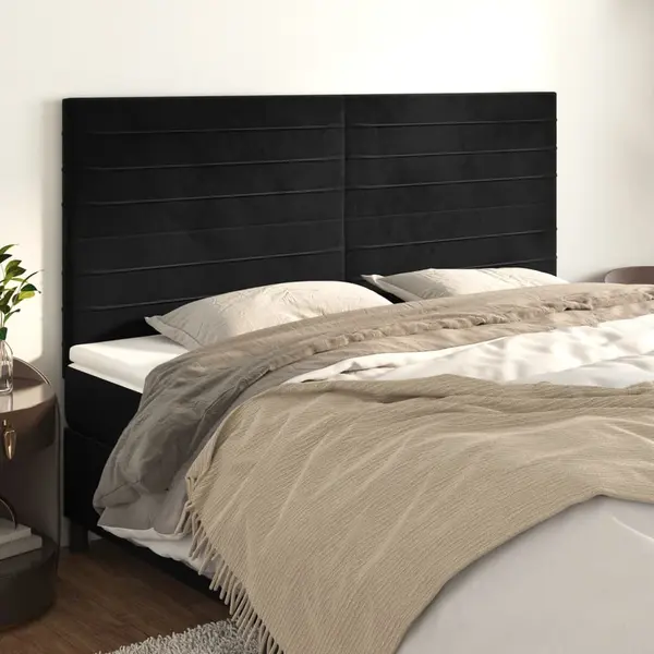 Gossi tablii de pat, 4 buc, negru, 100x5x78/88 cm, catifea