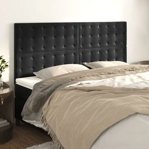 Gossi tablii de pat, 4 buc, negru, 100x5x78/88 cm, catifea