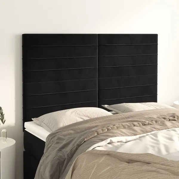 Gossi tablii de pat, 4 buc, negru, 72x5x78/88 cm, catifea
