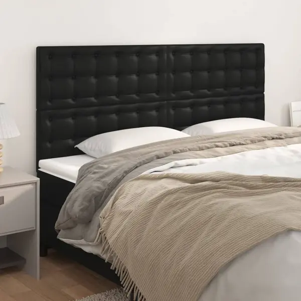Gossi tablii de pat, 4 buc, negru, 90x5x78/88 cm, piele ecologica