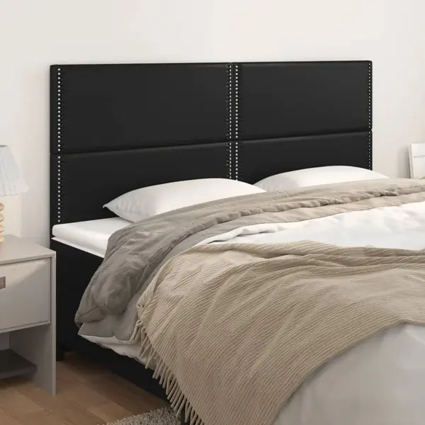 Gossi tablii de pat, 4 buc, negru, 90x5x78/88 cm, piele ecologica