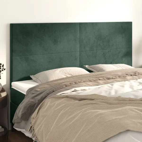 Gossi tablii de pat, 4 buc, verde inchis, 100x5x78/88 cm, catifea