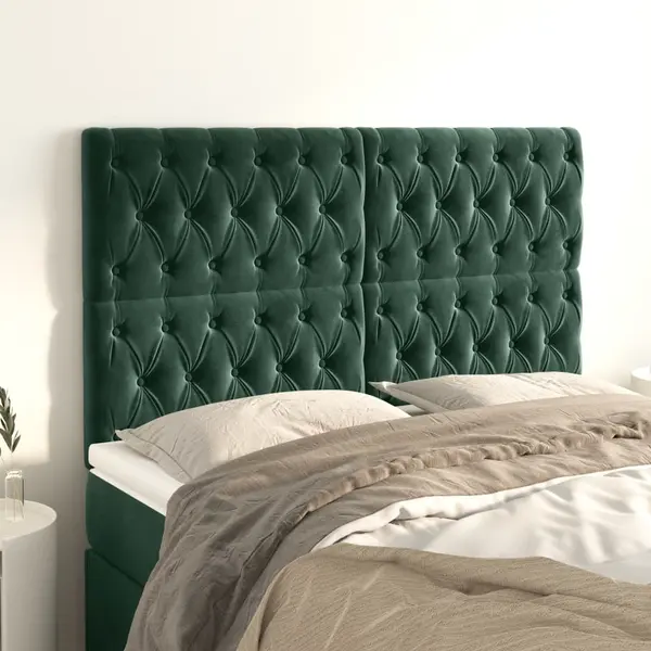 Gossi tablii de pat, 4 buc, verde inchis, 72x7x78/88 cm, catifea