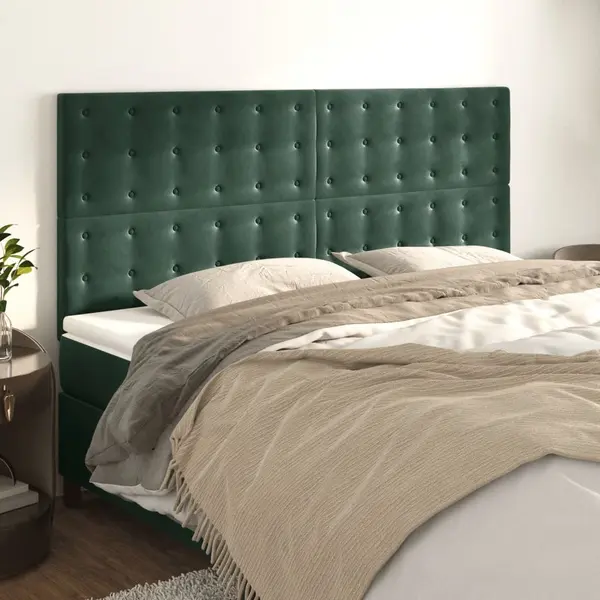 Gossi tablii de pat, 4 buc, verde inchis, 90x5x78/88 cm, catifea