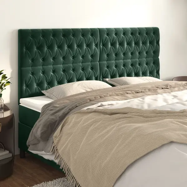 Gossi tablii de pat, 4 buc, verde inchis, 90x7x78/88 cm, catifea