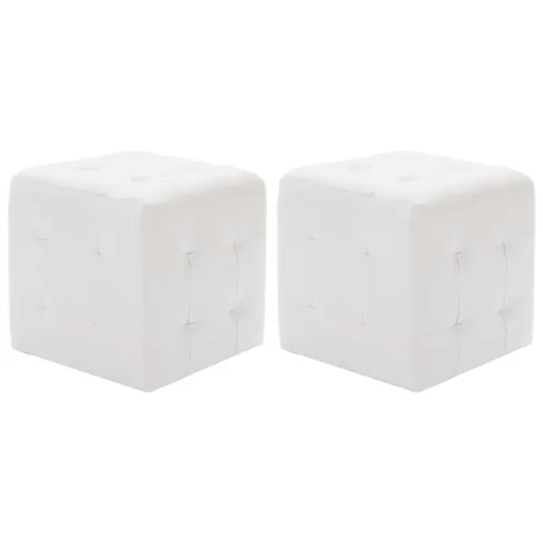 Gossi taburet, 2 buc., alb, 30x30x30 cm, piele ecologica