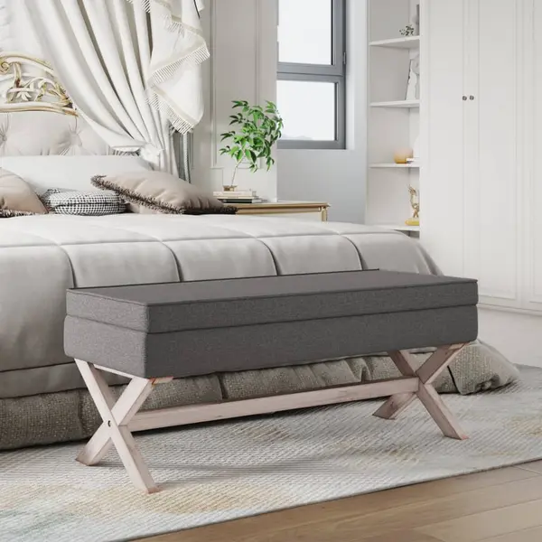 Gossi taburet de depozitare, gri inchis, 110x45x49 cm material textil
