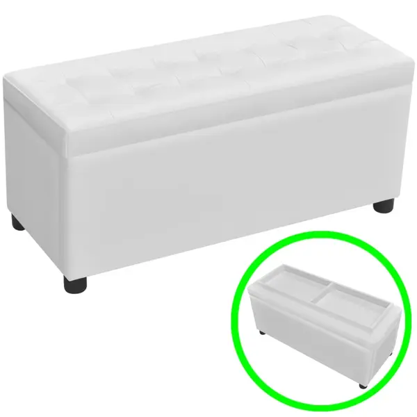 Gossi taburet de depozitare, piele artificiala, alb