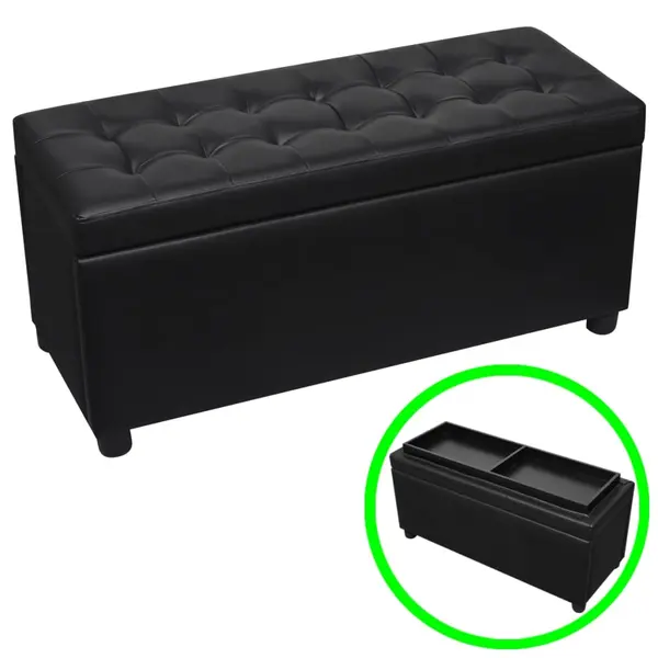 Gossi taburet de depozitare, piele artificiala, negru