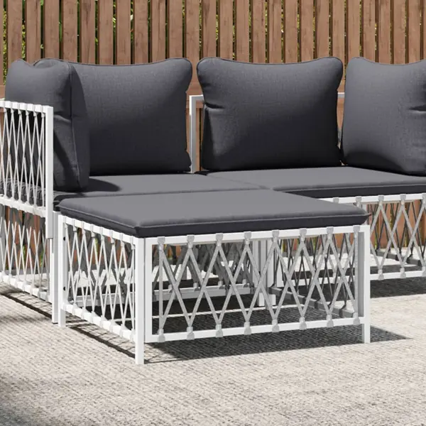 Gossi taburet de gradina cu perna, alb, material tesut