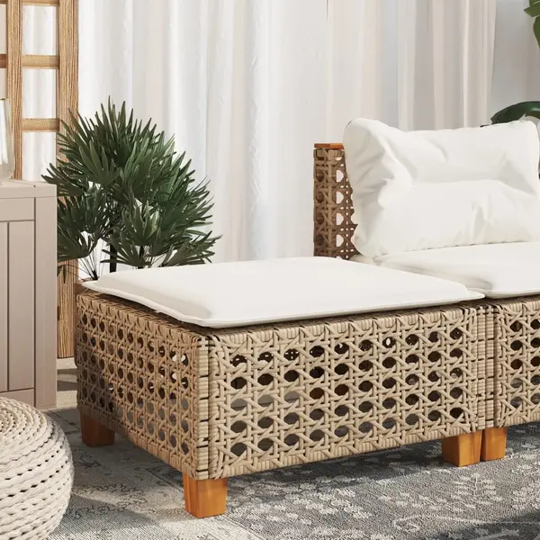 Gossi taburet de gradina cu perna, bej, 63,5x56x32 cm, poliratan