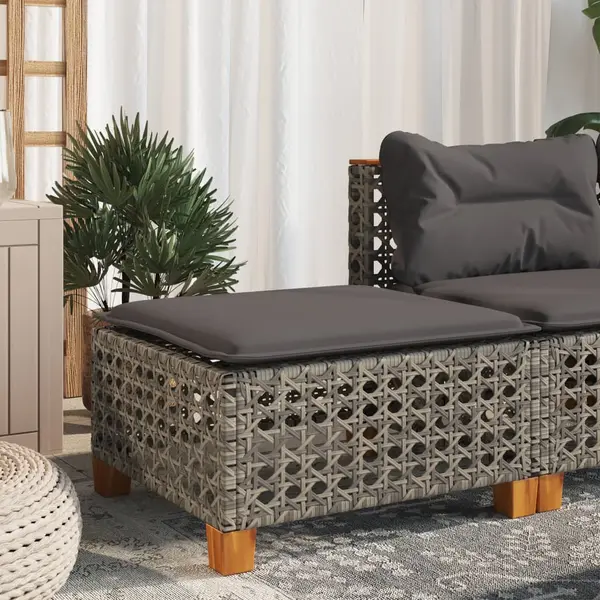 Gossi taburet de gradina cu perna, gri, 63,5x56x32 cm, poliratan
