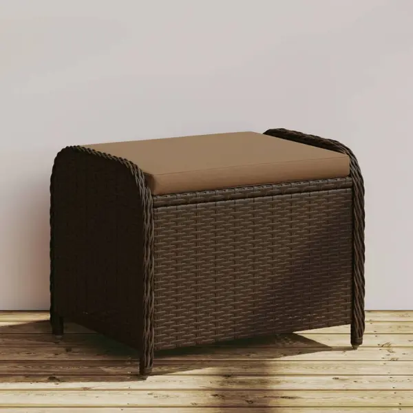 Gossi taburet de gradina cu perna, maro, 58x46x46 cm, poliratan