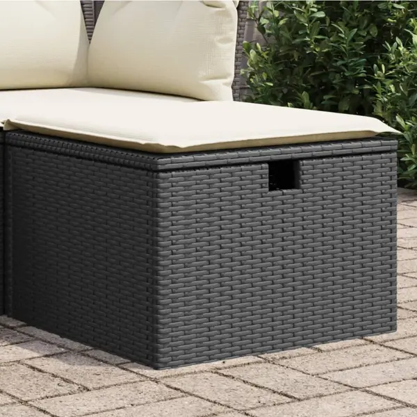 Gossi taburet de gradina cu perna, negru, 55x55x37 cm, poliratan