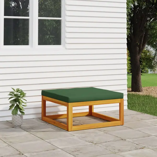 Gossi taburet de gradina cu perna verde, lemn masiv de acacia