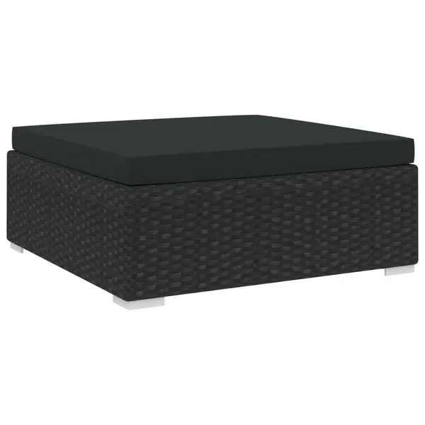 Gossi taburet modular, 1 buc., cu perna, negru, poliratan