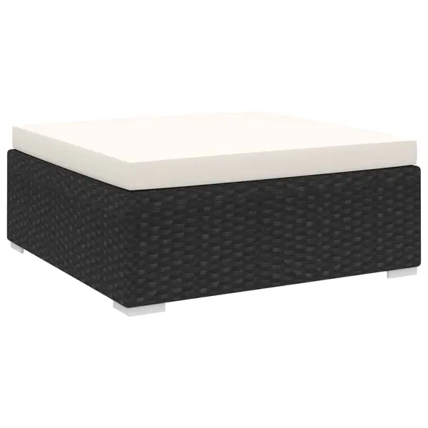 Gossi taburet modular, 1 buc., negru, poliratan, cu perna