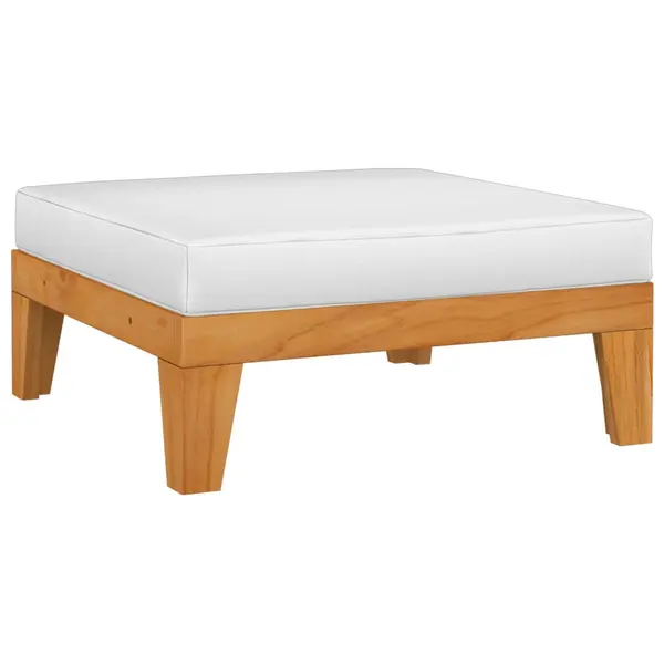 Gossi taburet modular, cu perna alb crem, lemn masiv de acacia