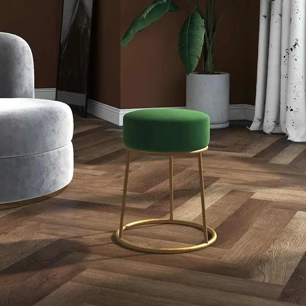 Gossi taburet rotund, verde, catifea